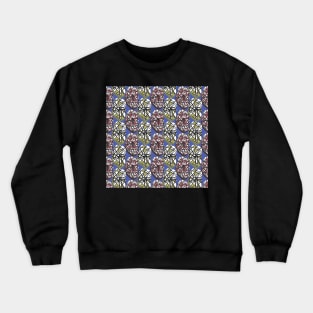 Abstract Muted Blue 80s Memphis Design Scribble Shapes Pattern Crewneck Sweatshirt